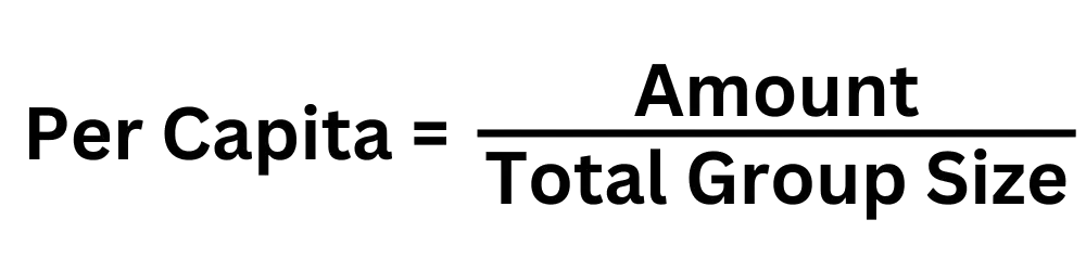 An image of the equation used for calculating the per capita value of something.